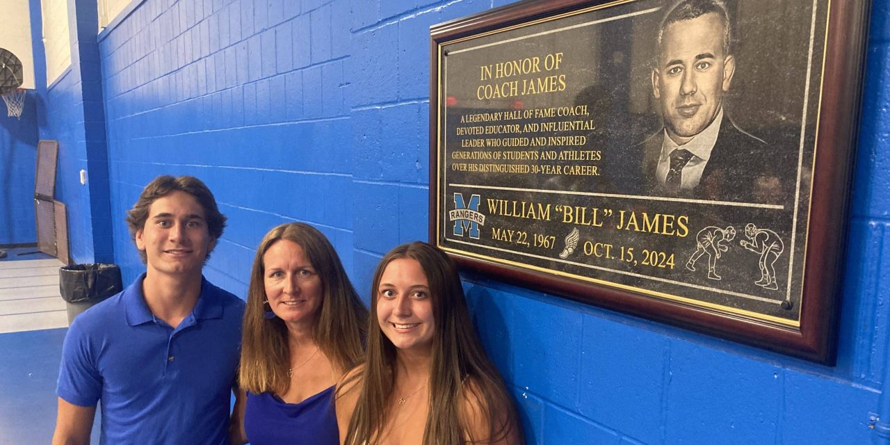 Coach James memorial plaque unveiled at MHS field house